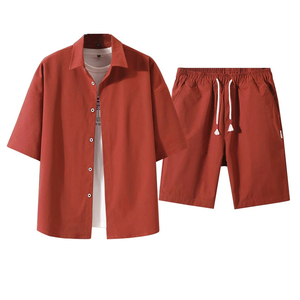 Ensemble court d'été pour hommes Deux pièces personnalisé Design propre High Street Casual Short Set New Arrival Breathable Shorts Set - Product Image 3