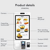 Terminal de point de vente (TPV) de commande de table en libre-service pour restaurant avec affichage numérique du menu, fonction SDK, lecteur de codes-barres, sur pied