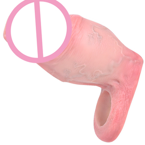 FAAK Silicona Realista Fat Hollow Dildo Abierto Pene grande Manga Tamaño S M Cock Enlarger Delay Eyaculate Juguetes sexuales para hombres - Product Image 2
