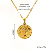 Lincy rétro Tarot 12 signe du zodiaque pendentif collier en acier inoxydable plaqué or Unique soleil 20mm pièce collier à breloques pour les filles