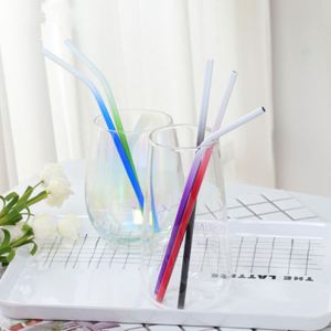 Accessoires de bar, pailles en acier inoxydable réutilisables, droites et courbées, écologiques, 21,5 cm, multicolores, logo personnalisé - Product Image 2