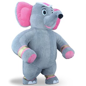 Costume d'éléphant gonflable gris <span class=keywords><strong>rose</strong></span> personnalisable QUTENG, tenue de mascotte en peluche durable pour la promotion d'événements et les défilés - Product Image 1