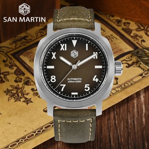 Reloj San Martin para hombre, 40mm, YN55, esfera marrón degradada, Vintage, Simple, automático, mecánico, 10 Bar, BGW-9, correa de cuero de liberación rápida - Product Image 4
