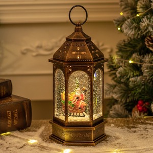 Lanterne à eau scintillante avec globes de neige de Noël, cardinaux, cristal, alimentation par piles ou USB, boîte à musique avec 8 chansons, minuterie 6H, Noël - Product Image 6