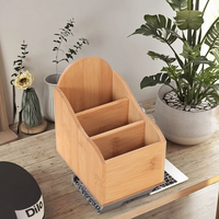 Boîte d'organisation de rangement de bureau en bambou pour hôtel à la maison pour brosse de maquillage télécommandée et organisateur de porte-stylo