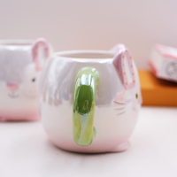 Tasse à café Halloween en céramique personnalisée peinte à la main, tasses créatives 3D lapin pâques