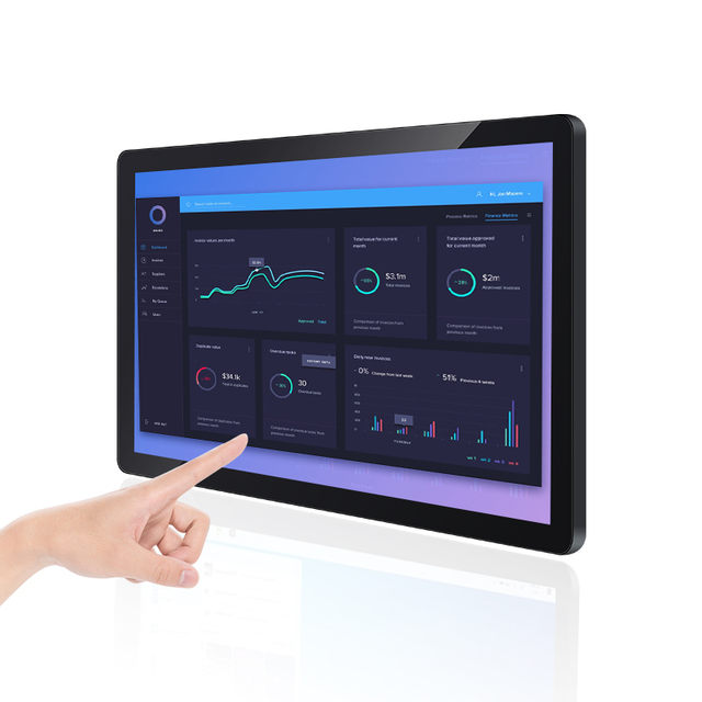 23.8" 24" True-flat Touchscreen IP65-rated Front Panel Touch Screen Monitor With  USB Interface