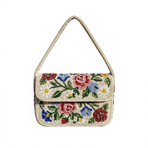 Floral Hand Embroidered Cotton Rectangular Coin <b>Wallet</b> Handmade <b>Fabric</b> Zipper Purse Women Girls Colorful Embroidery Day Party - Product Image 1
