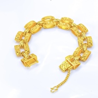 Bracelet tendance Zhenheng de luxe unisexe plaqué or 24 carats avec zircon creux de 15 mm et micro-incrustations, idéal comme cadeau