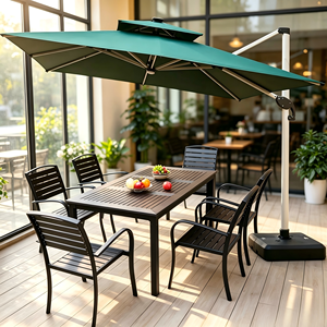 Outdoor Furniture Set French Coffee <b>Table</b> <b>Plastic</b> Wood Dining Set for Courtyard Villa Hotel & Park Use - Product Image 2