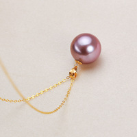 Collier pendentif HECATE 11 mm en perle Edison violette, perle d'eau douce ronde, chaîne en argent 925 plaqué or 18 carats, cadeau pour fête