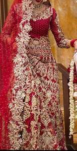 Luxe indien pakistanais mariée Lehenga ensemble lourd Zardozi brodé haut et jupe pour mariage, tenue de réception ethnique de concepteur - Product Image 2