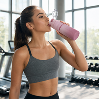 Bouteille d'eau isotherme 550 ml avec couvercle pop-up à ouverture rapide, logo personnalisable, couleur, boîte cadeau, pour la gym et le sport