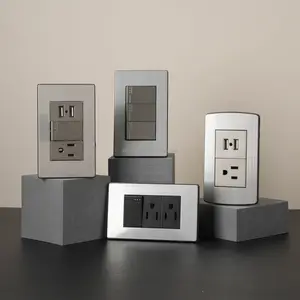 Modern Us Standard Gray 118 American 110V 15A Metal Double Electric Material Light Switch Inside Bedroom