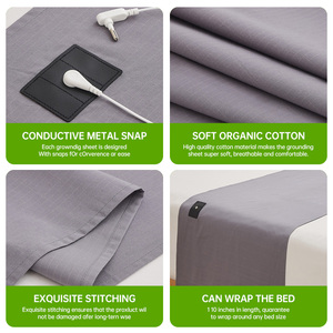 15% /10%/5% Bạc sợi vải màu xám EU tất cả các kích thước với cotton hữu cơ EMF bảo vệ bộ đồ giường nối đất được trang bị tấm - Product Image 4