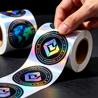 Etiqueta Adhesiva Brillante Personalizada con Logotipo Privado Impreso en Color Arcoíris Holográfico Resistente al Aceite para Manualidades con Velas