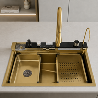 Évier de cuisine intelligent européen BEDE, fabricant d'éviers de style farmhouse multifonctionnels, à fixation murale, numérique, en acier inoxydable, moderne et dissimulé