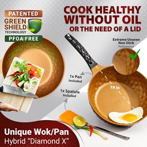 Diamond Premium <strong>Non</strong> <strong>Stick</strong> 11" Frying <strong>Wok</strong> Pan Hybrid Titanium-Coated 8-Layered Egg Omelet Stir Fry Skillet - Product Image 5