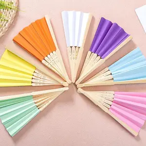 21cm Children's painting Folding Wedding Invitation Bamboo Colored paper fan DIY handmade early childhood education supplies fan