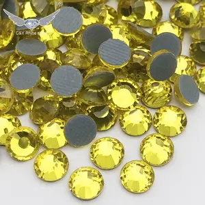 C & Y高品质黄水晶平背水晶玻璃水钻热修复散装