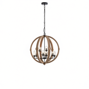 Lámpara de araña de madera con 9 luces, cadena ajustable, lámpara colgante para cocina, comedor, vestíbulo, entrada - Product Image 1