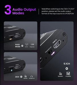 Convertisseur HDMI ARC 4K, sortie optique Toslink SPDIF et AUX, répartiteur audio stéréo, HDCP2.2, <span class=keywords><strong>PCM</strong></span>/DTS 5.1 - Product Image 5