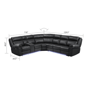 Contemporary Genuine Leather U-Shape Sectional Ottoman Convertible and Extendable <b>Pet</b> Friendly for Apartment Living Room Use - Product Image 6