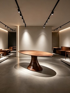 Set Tavolo da Pranzo Ovale Moderno Personalizzato in Impiallacciatura di Noce, Stile Minimalista in <span class=keywords><strong>Legno</strong></span> Massello, <span class=keywords><strong>Arredamento</strong></span> per <span class=keywords><strong>Soggiorno</strong></span> di Villa, 6 Posti, Durevole - Product Image 2