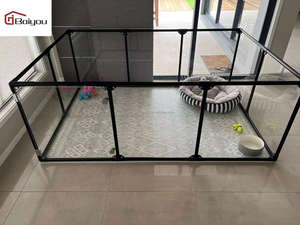 Chenil moderne pour animaux de compagnie de grande taille, motif solide, transparent, en acrylique et en métal, clôture pour chien, taille personnalisée, bouton-pression - Product Image 5