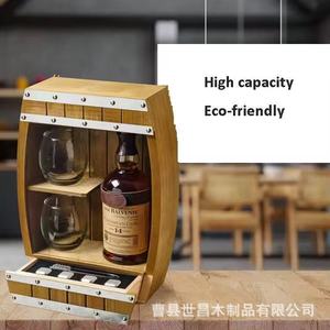 Caja de Almacenamiento de Vino de Madera de 3 Niveles con Puerta de Vidrio para Uso en Bar o Escritorio - Product Image 4