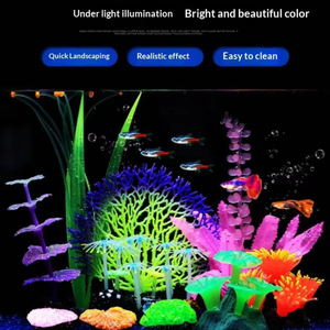 Plantes d'aquarium artificielles écologiques SUNSUN - Matériel en silicone, forme irrégulière réaliste, affondement rapide pour aquarium - Product Image 1