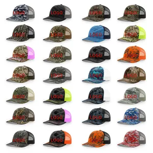 Custom Embroidery Mesh Camo Gorras Cap Classic 6 Panel Printed Trucker Hat Richardson 112P Trucker Hats