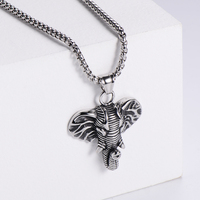 Colgante de elefante con cabeza de marfil para hombre, collar religioso, espíritu malvado, alta calidad, venta al por mayor
