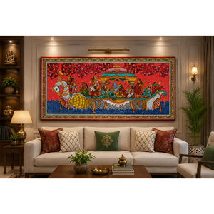 Nauka Vihar Pattachitra - Origine Orissa - Décoration suspendue pour salon intérieur - Product Image 3