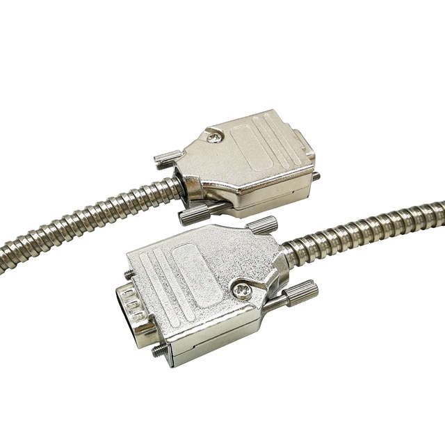 Armored Metal Clad DB9 Rs232 Cable Metal Connector D-SUB Male to Female Cable Assembly Metal DB9 Connector for Harsh Environment