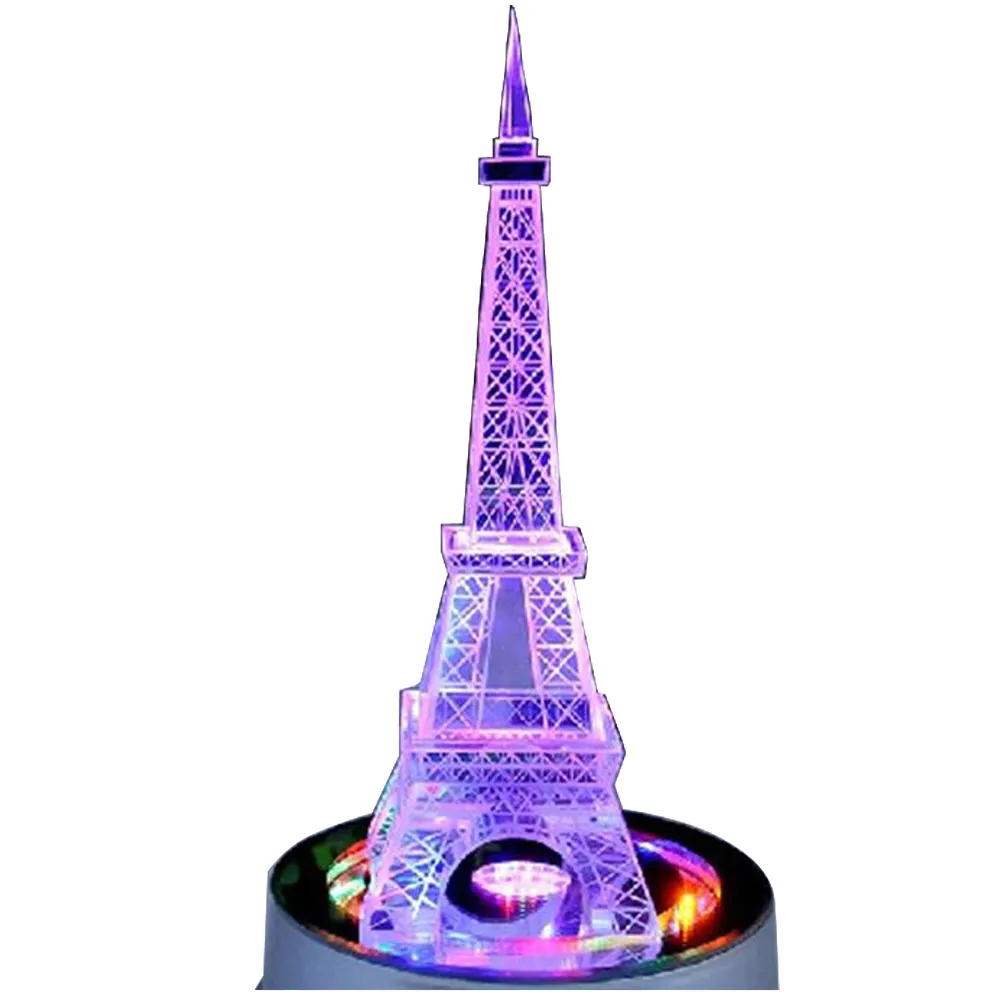 Menara Bangunan Terkenal Patung Kaca Menara Eiffel Kristal dengan LED