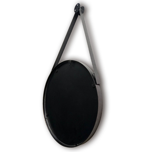 <span class=keywords><strong>Miroir</strong></span> mural rond noir moderne avec sangle de suspension, <span class=keywords><strong>miroir</strong></span> de salle de bain minimaliste nordique pour chambre à coucher, hôtel - Product Image 6