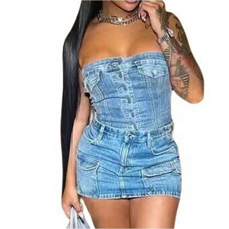 Embroidery Design Denim Dress - New 2025 Style, Women's Casual Midi