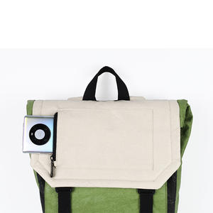 Mochila Retro de Papel DuPont Verde Unisex, Impermeable, para Portátil, con Asa, Diseño de Bloques de Color Sólido, Primavera 2024 - Product Image 1