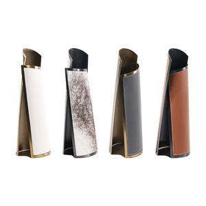 थोक सामान लक्जरी सजावट बेज चमड़े लोहे के कोणीय स्टील चमड़े के घर सजावट आइटम vase - Product Image 6