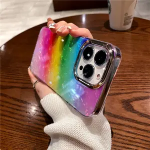 Luxe Shell Gradiënt Kleur Regenboog Voor Iphone14promax Telefoon Case Voor Apple 13pro Anti-Fall 12 Vrouwelijke 11 Persoonlijkheid 14pro Hard Case