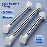 Barre de séchage de vêtements de salle de bain moderne en acier inoxydable rétractable sans perçage, tringle de douche télescopique droite réglable
