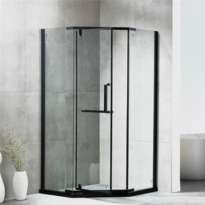 Mampara <span class=keywords><strong>de</strong></span> <span class=keywords><strong>Baño</strong></span> Negra sin Marco <span class=keywords><strong>de</strong></span> <span class=keywords><strong>Diseño</strong></span> Personalizado <span class=keywords><strong>de</strong></span> 10 mm, Puertas Corredizas Dobles <span class=keywords><strong>de</strong></span> Vidrio <span class=keywords><strong>para</strong></span> Ducha - Product Image 2