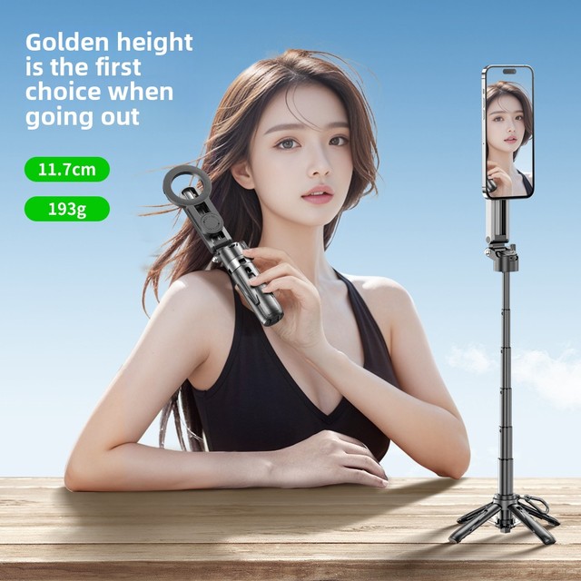 2025 P15Mini-C Portable Selfie Stick Tripod Remote New Mini Live Streaming Equipment Aluminum Alloy Phone Stand Magnetic Durable