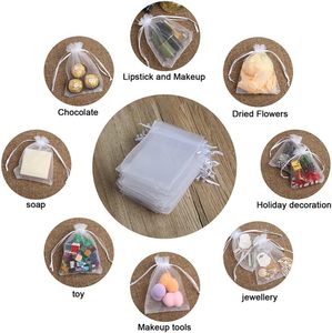 Pochettes transparentes en <span class=keywords><strong>organza</strong></span>, mini-sacs cadeaux en coton et soie blancs pour bijoux, fêtes, emballage industriel et impression - Product Image 6