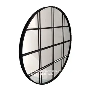 Espejo redondo con marco de metal negro, ventana decorativa, 50 cm, 60 cm, 70 cm, 80 cm, gran oferta