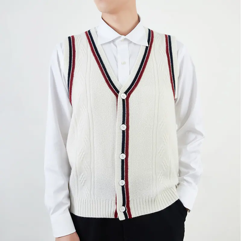 designer brand fashion cashmere knitted Men's Sweaters vest custom sleeveless men cashmere cardigan sweater