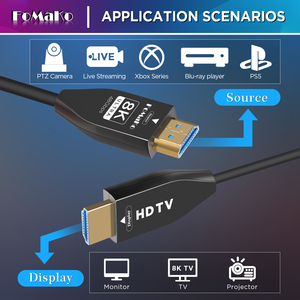 Câble FoMaKo 8K en fibre optique plaqué or pour connecteurs mâles (49,21 ~ 328,08) FT (15-100m) Ultra Haute Vitesse 48 Gbps UHD HDTV 2.1 - Product Image 3