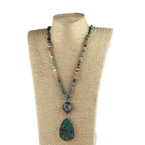 Collar de Piedras Naturales de 6mm y 8mm con Nudo, Collar con Colgante de Piedra Preciosa Grande Irregular, Joyería Personalizada para Mujer - Product Image 4