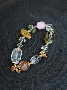 Natural Crystal Bead Bracelet Mixed Stone Bangle Handmade <b>Wire</b> Wrapped Jewelry Gift - Product Image 1